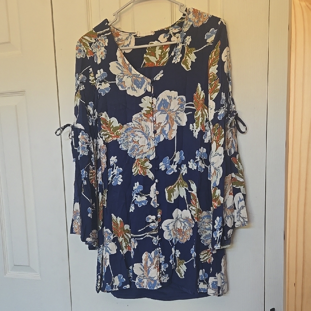 Floral Navy Blue Women's Mini Dress